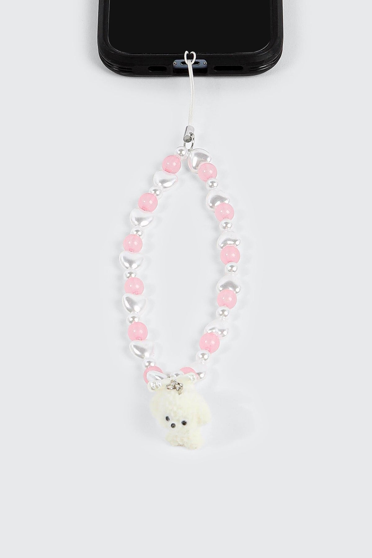 Beaded Phone Charm with Pom Dog