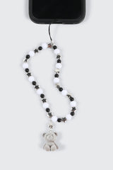 Phone Charm with Beads and Fuzzy Bear