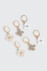 3-Pack Flower Hoop Earrings
