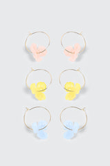 3-Pack Hibiscus Hoop Earrings