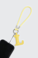 Yellow Initial L Faux Leather Charm with Wristlet