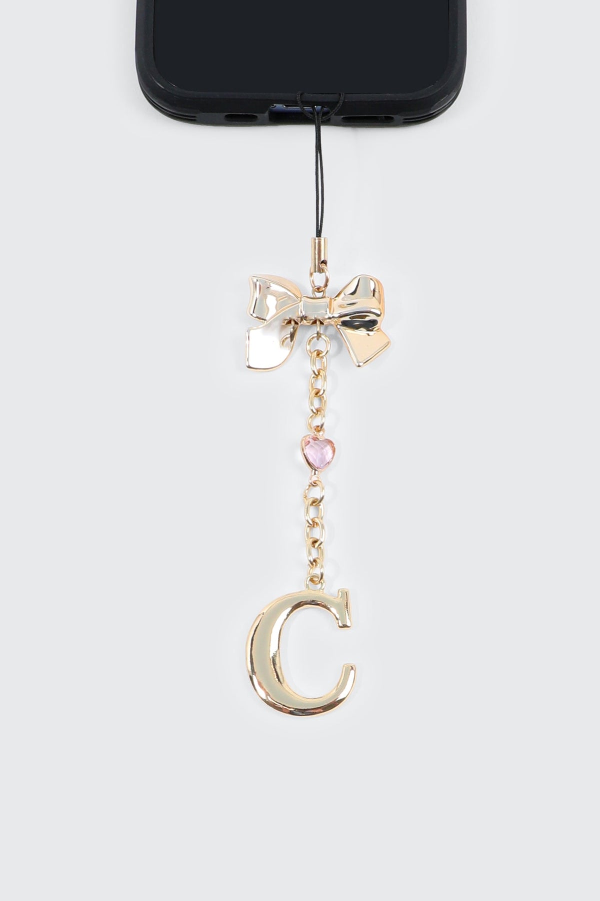 Shiny Letter C Phone Charm with Bow