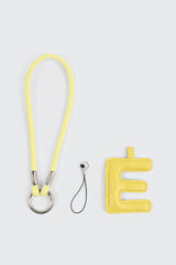 Yellow Initial E Faux Leather Charm with Wristlet