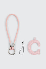 Pink Initial C Faux Leather Charm with Wristlet