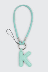 Green Initial K Faux Leather Charm with Wristlet