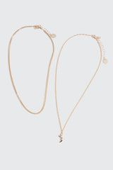 2-Row Moon Pendant Necklace