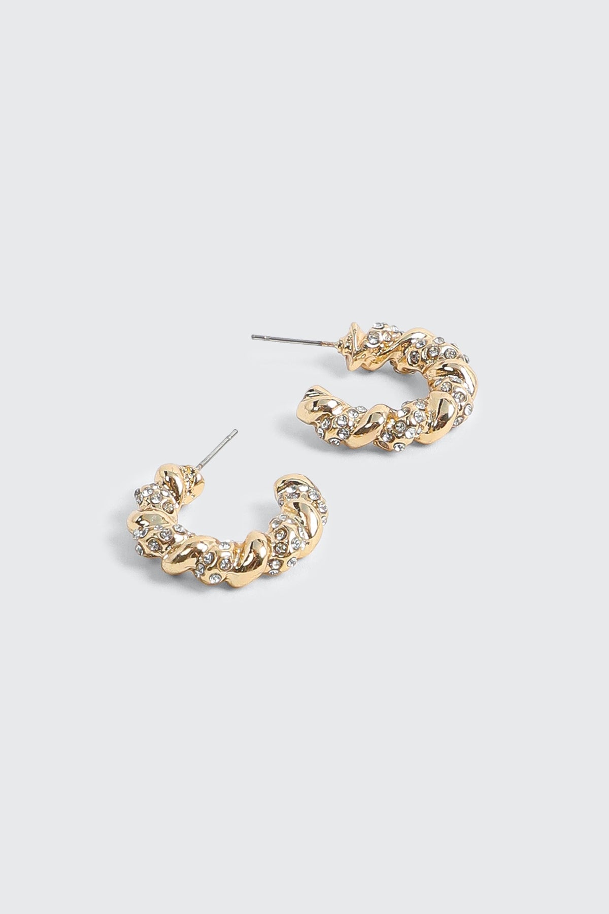 Twisted Hoop Stone Earrings