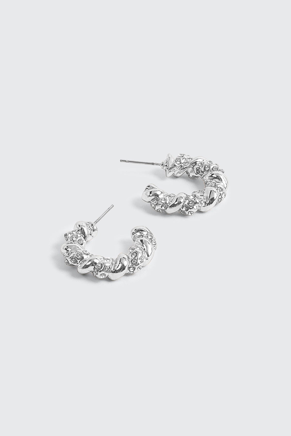 Twisted Hoop Stone Earrings