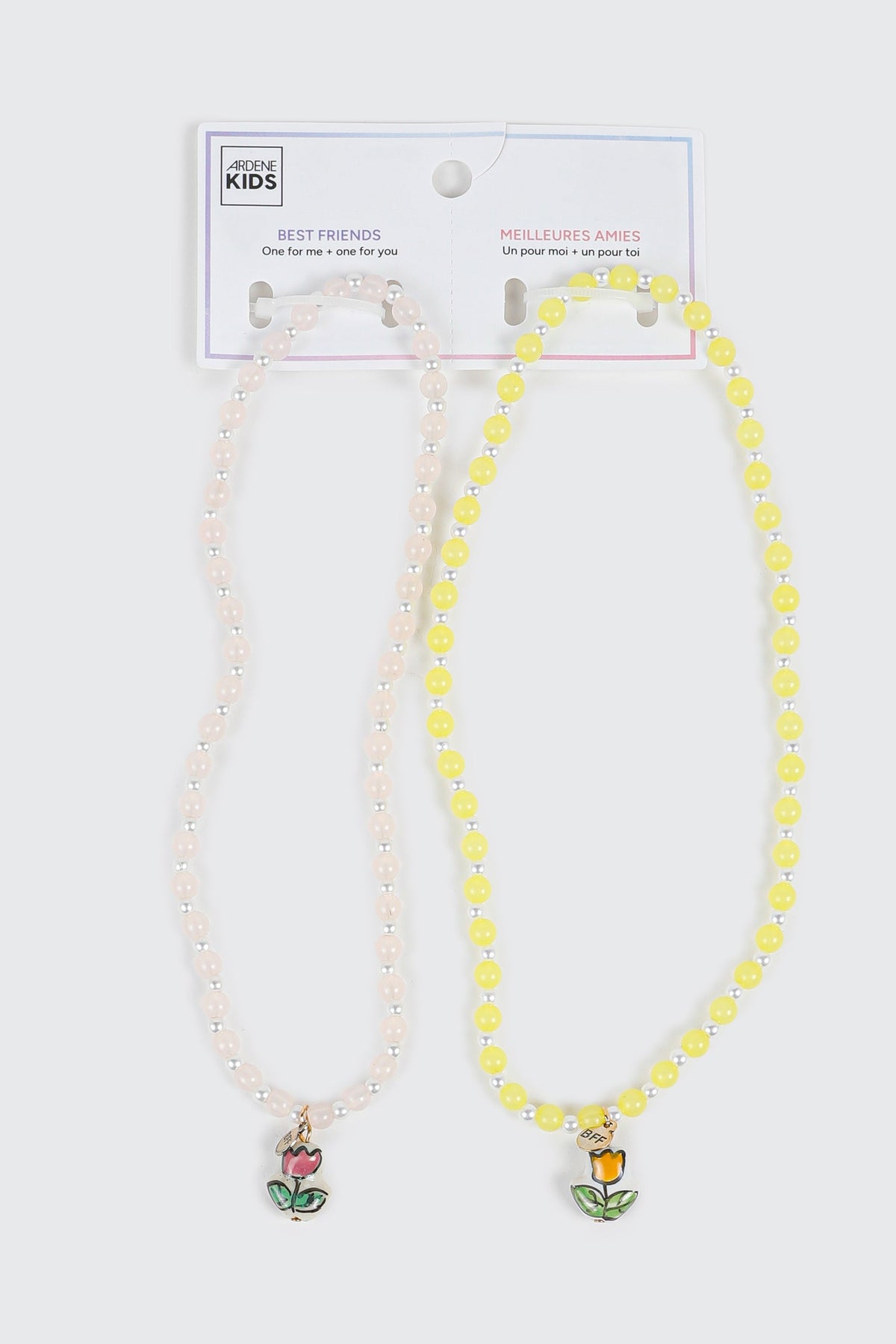 Best Friends Bead and Tulip Charm Necklace