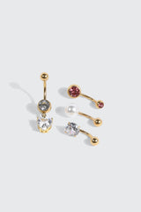 4-Pack Heart Navel Piercings
