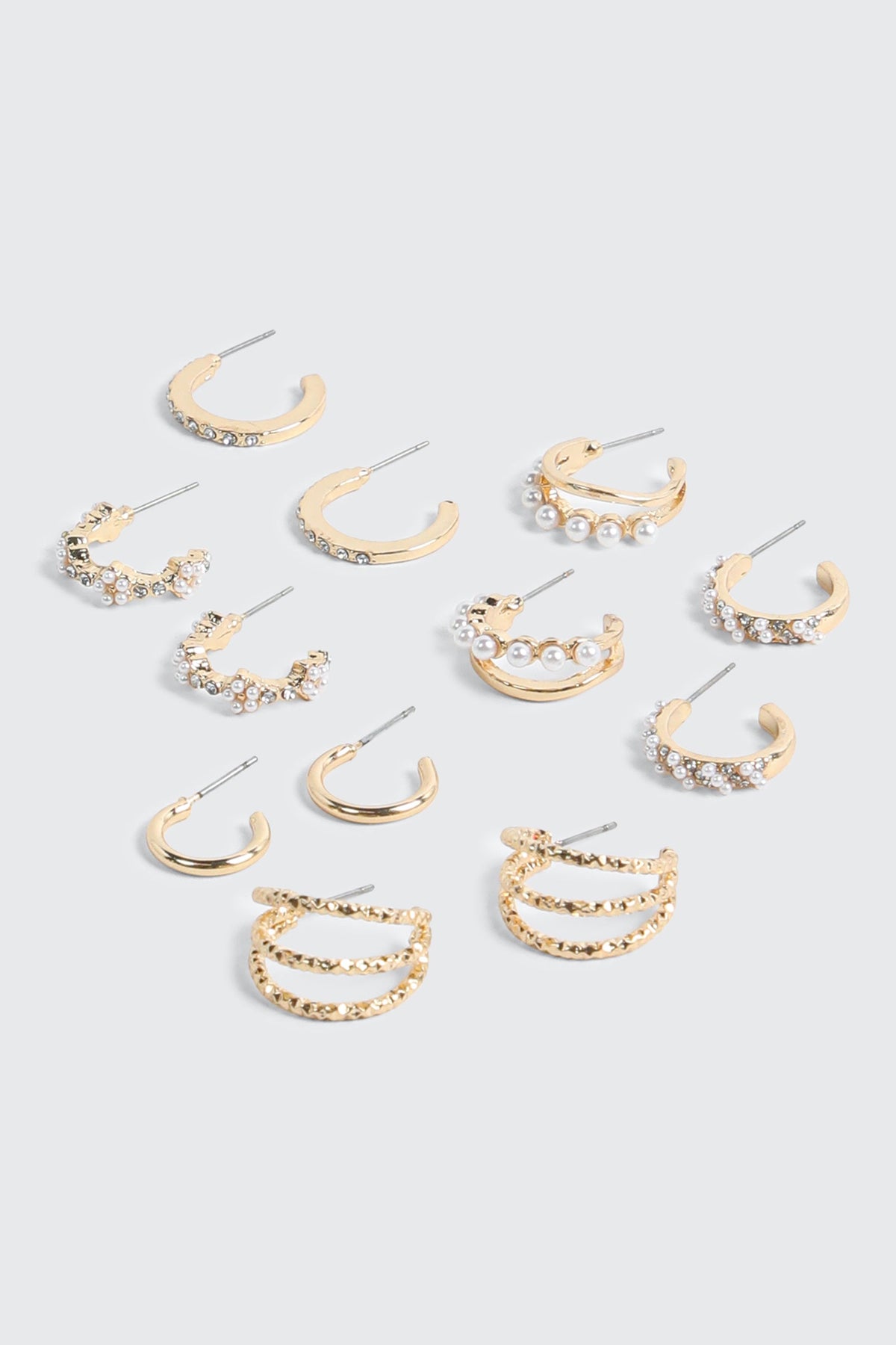 6-Pack Pearl Hoop Earrings