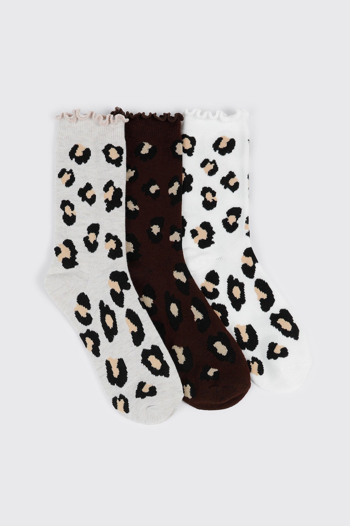 Leopard Print Crew Socks
