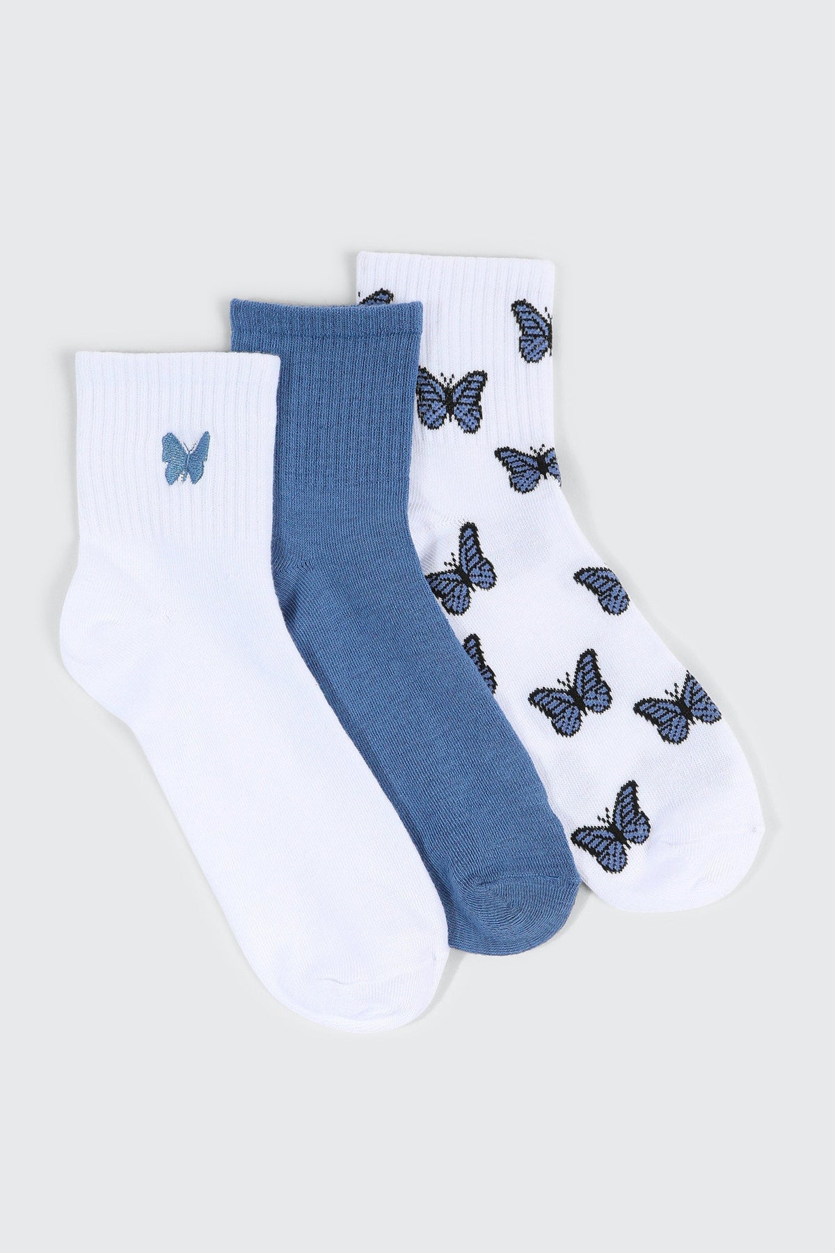 3-Pack Butterfly Demi Crew Socks