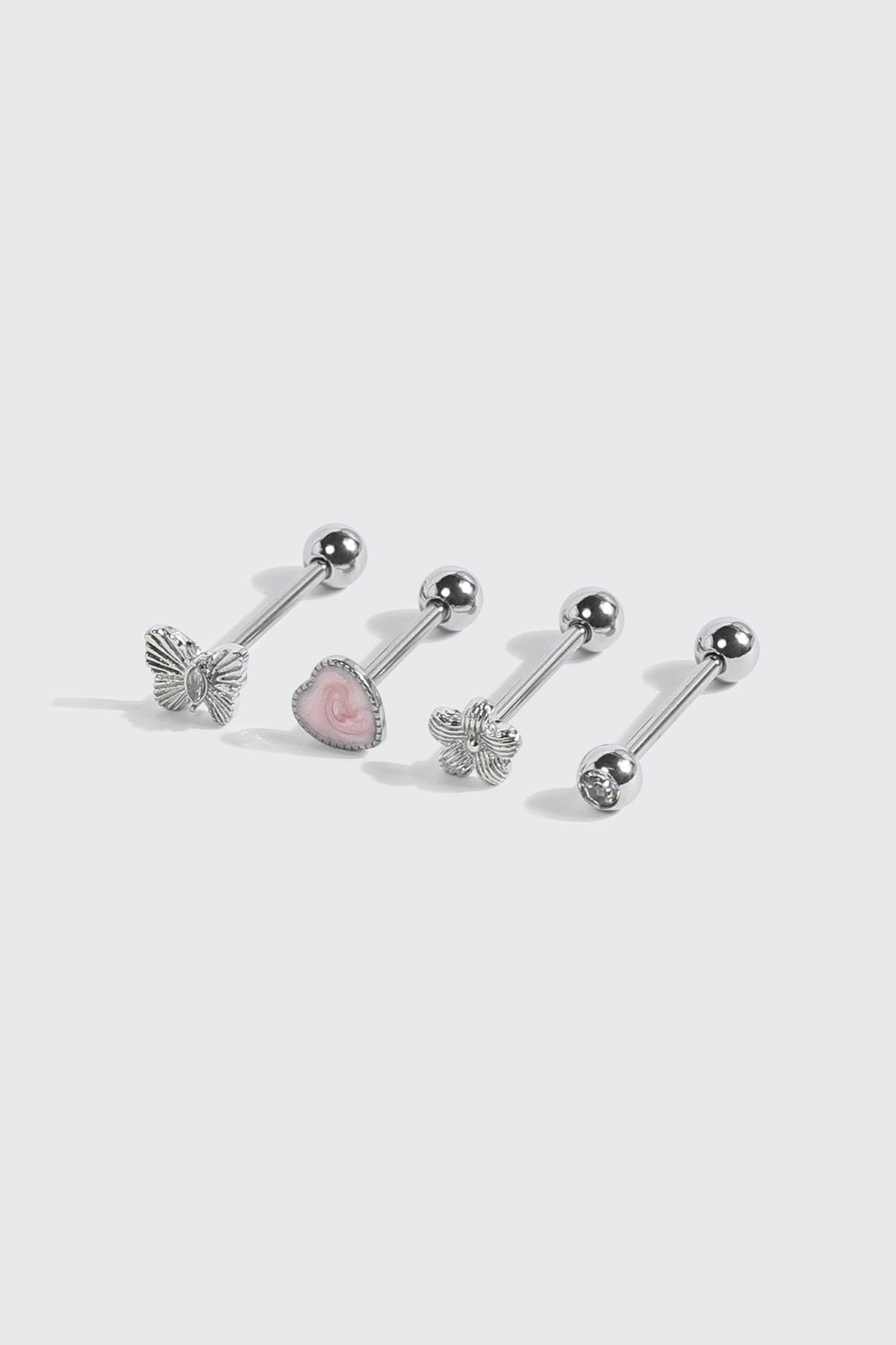 4-Pack Stainless Steel Tongue Piercing