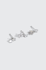 3 Pack Stainless Steel Dangle Nose Studs