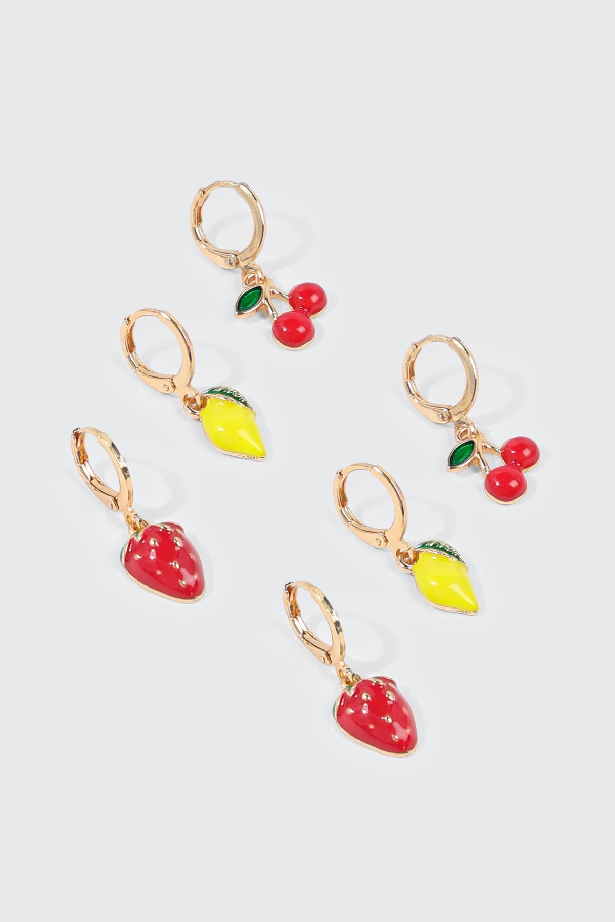 3-Pack Mini Hoop Fruit Earrings