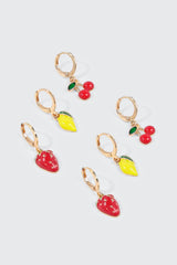 3-Pack Mini Hoop Fruit Earrings