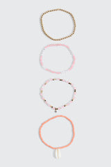 4-Pack Beaded Stretch Bracelets