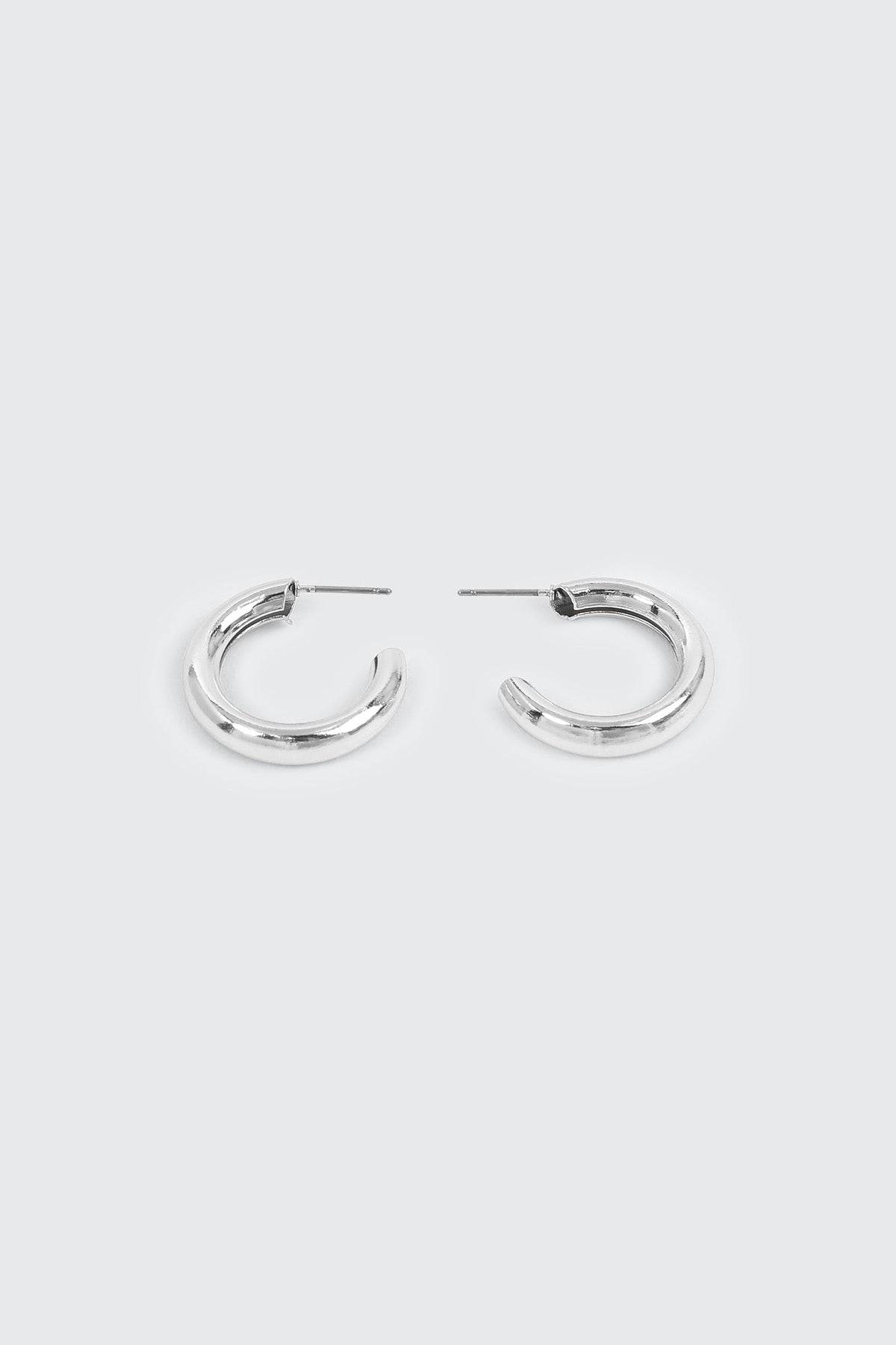 14K White Gold Plated Hoops