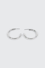 14K White Gold Plated Tubular Hoops