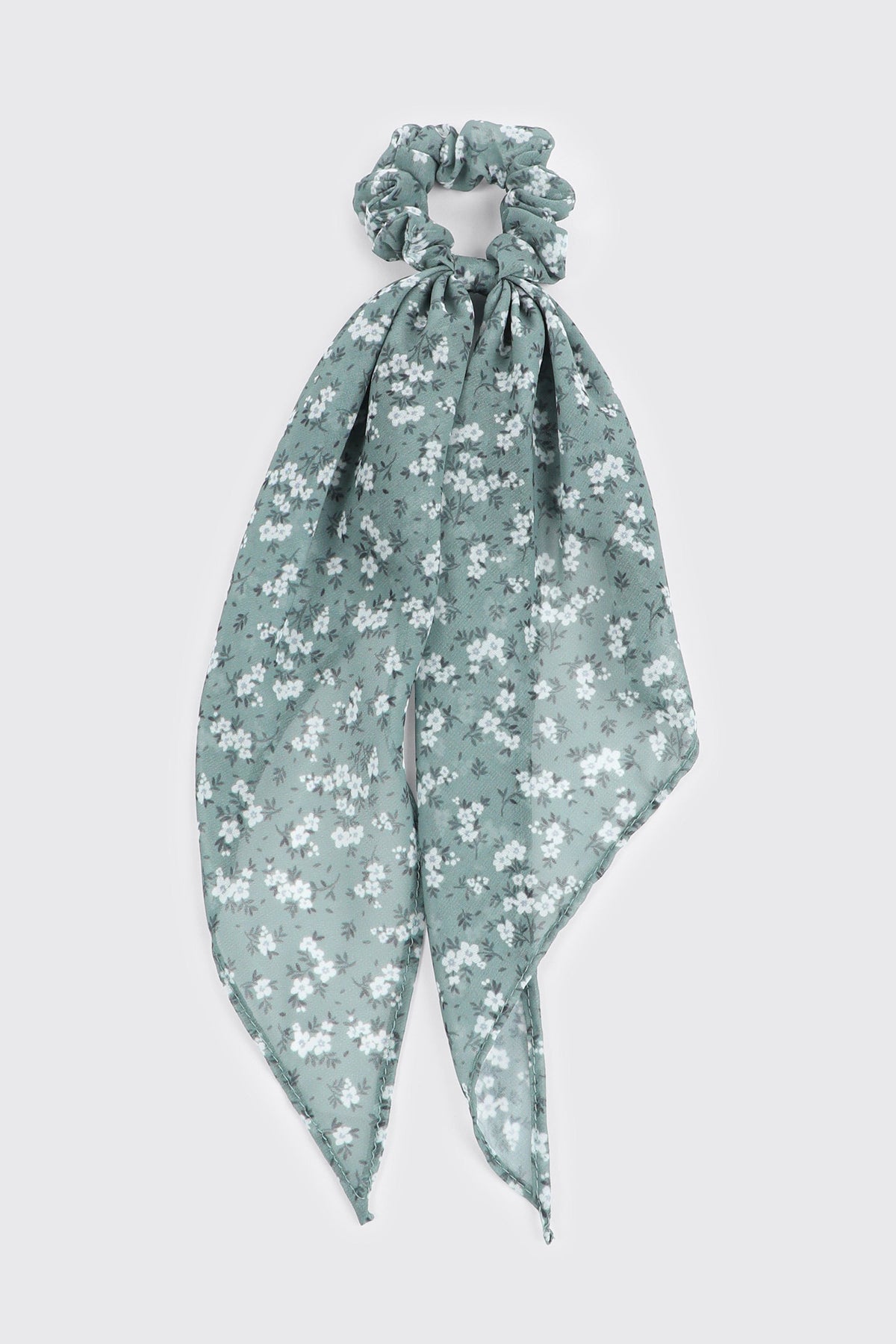 Woven Floral Motif Scrunchie with Tails