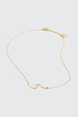 14K Gold Plated Necklace with Wave Pendant