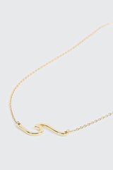 14K Gold Plated Necklace with Wave Pendant
