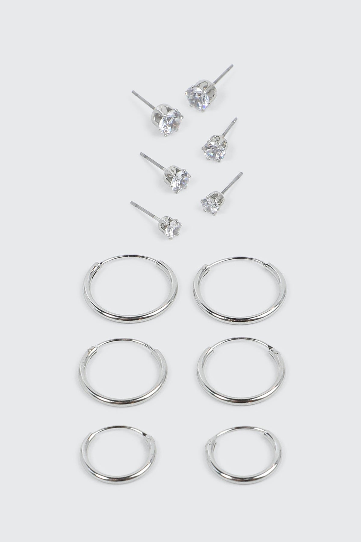 6-Pack 14K White Gold Plated Earrings