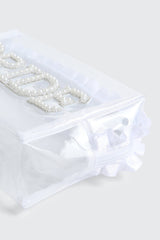 Bridal Cosmetic Bag with Pearl & Rhinestones