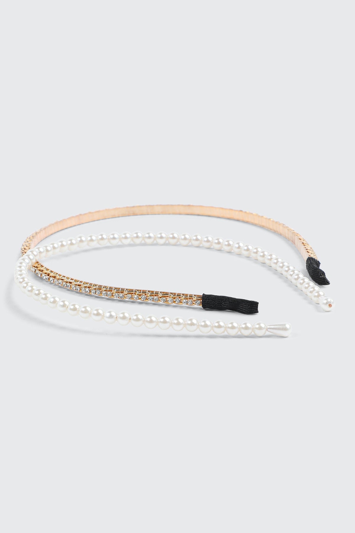 2-Pack Headbands with Rhinestone and Faux Pearls