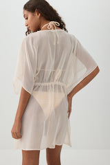 Woven Tie Front Cover Up