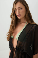 Woven Tie Front Cover Up