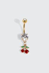 14K Gold Plated Cherry Navel Piercing