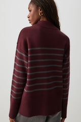 Striped Mock Neck Sweater