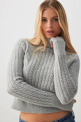 Cable Knit Crop Turtleneck Sweater