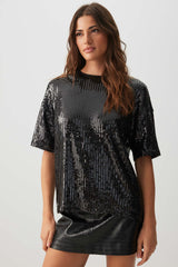 Sequin Short Sleeve Top