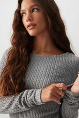 Long Sleeve Cable Knit Top