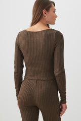 Long Sleeve Cable Knit Top