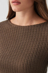 Long Sleeve Cable Knit Top