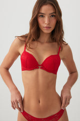 Luxe Lace Push Up Bra with Ring Detail