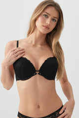 Luxe Lace Push Up Bra with Ring Detail