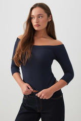 3/4 Sleeve Boat Neck Top