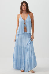 Crinkled Tie Front Tank Top