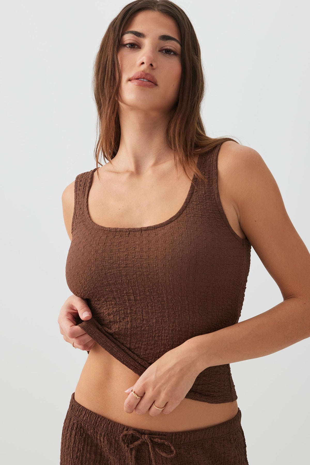 Textured Scoop Neck Tank Top