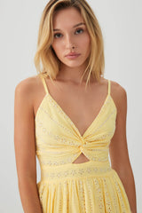 Twist Front Eyelet Mini Dress