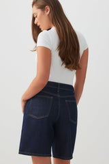 High Rise Denim Bermuda Shorts