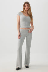 Stretch Rib Scoop Neck Cap Sleeve Top
