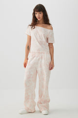 Pink Camouflage Off Shoulder T-Shirt