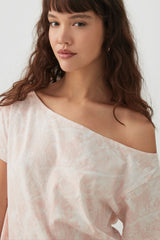 Pink Camouflage Off Shoulder T-Shirt