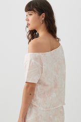 Pink Camouflage Off Shoulder T-Shirt